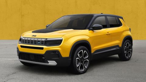 Stellantis CEO Carlos Tavares showed an image of a fully electric Jeep SUV that's expected to go into production early next year.