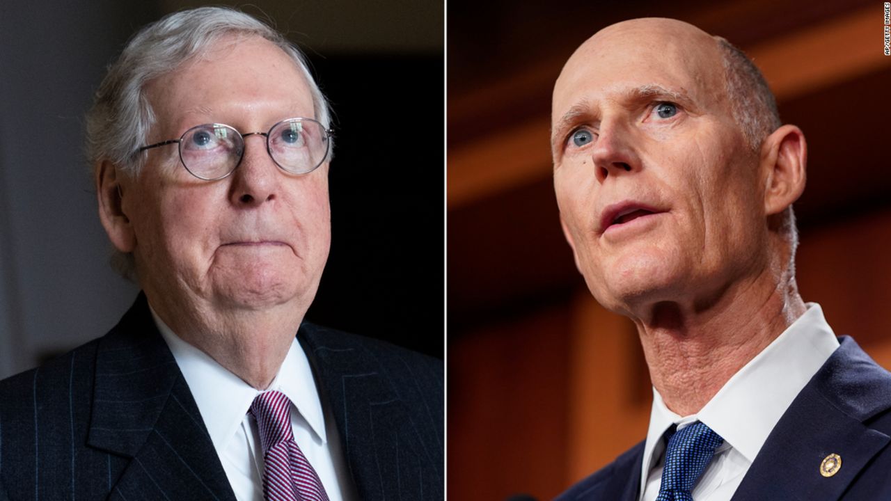 Pictured at left, Senate Minority Leader Mitch McConnell and at right, Sen. Rick Scott of Florida.