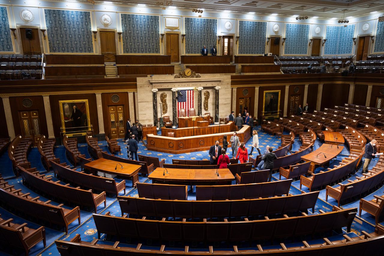 The House chamber is seen ahead of Biden's speech.