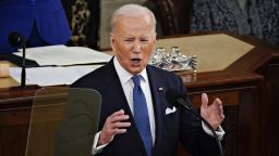 U.S. President Joe Biden speaks during a State of the Union address at the U.S. Capitol in Washington, D.C., U.S., on Tuesday, March 1, 2022. Biden's first State of the Union address comes against the backdrop of Russia's invasion of Ukraine and the subsequent sanctions placed on Russia by the U.S. and its allies.