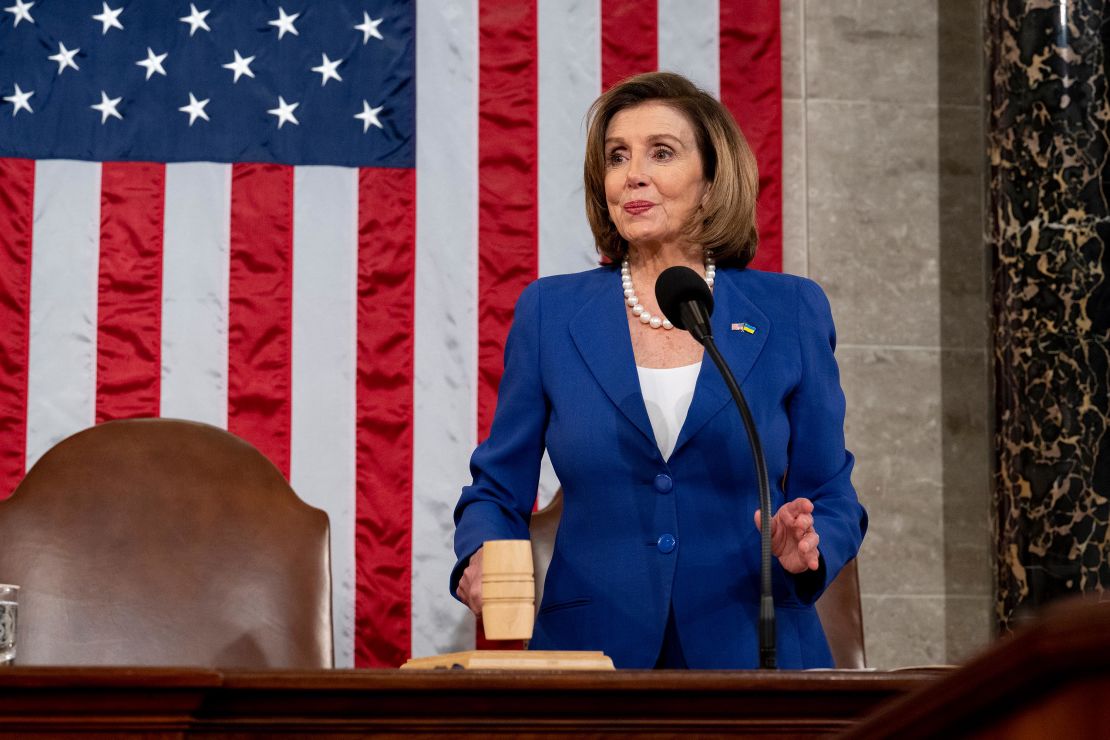 House Speaker Nancy Pelosi gavels prior to President Joe Biden arriving to deliver his State of the Union address.