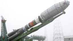 A Soyuz-2.1b rocket booster with a Fregat upper stage carrying British OneWeb satellites is being installed on a launch pad at the Baikonur Cosmodrome in Kazakhstan. The launch was scheduled for 5 March 2022 at 01:41 Moscow time. 