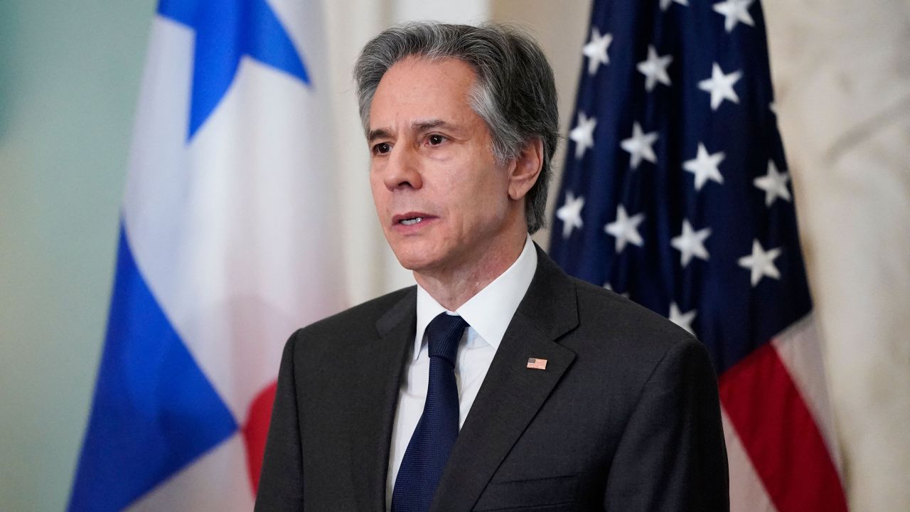 US Secretary of State Antony Blinken speaks during a meeting with Central American Foreign Ministers at the State Department on March 2, 2022.