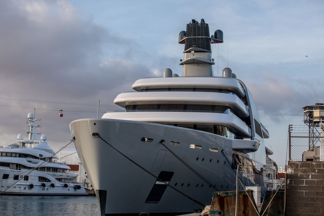 The Solaris superyacht owned by Russian billionaire Roman Abramovich, in Barcelona, Spain, on Tuesday, March 1.