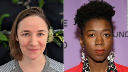 Activists Caitlin Seeley George (Fight for the Future), left, and Joy Buolamwini (Algorithmic Justice League), right.