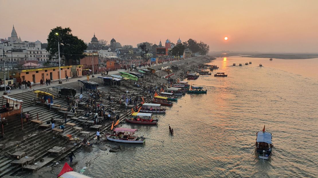The River Sarayu, where Mishra conducted more than 200 funerals for Indians who died from Covid-19.
