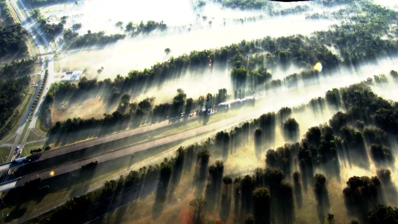 Fog could still be seen near one of the crash sites early Thursday morning.