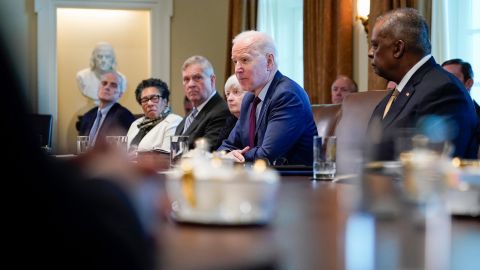 President Joe Biden speaks during a cabinet meeting in the Cabinet Room of the White House, Thursday, March 3, 2022, in Washington, DC.