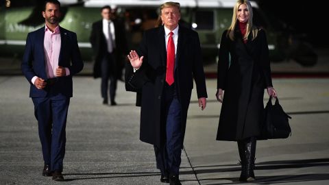 Former President Donald Trump, Ivanka Trump and son Donald Trump Jr. (L) on January 4, 2021.