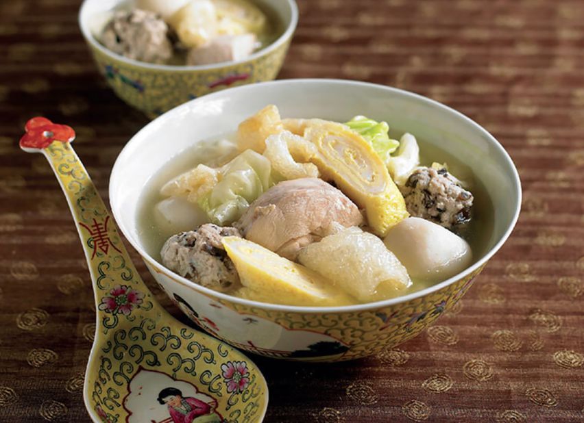 <strong>Hee pio (fish maw) soup:</strong> Peranakans traditionally ate this soup during their Lunar New Year feasts.