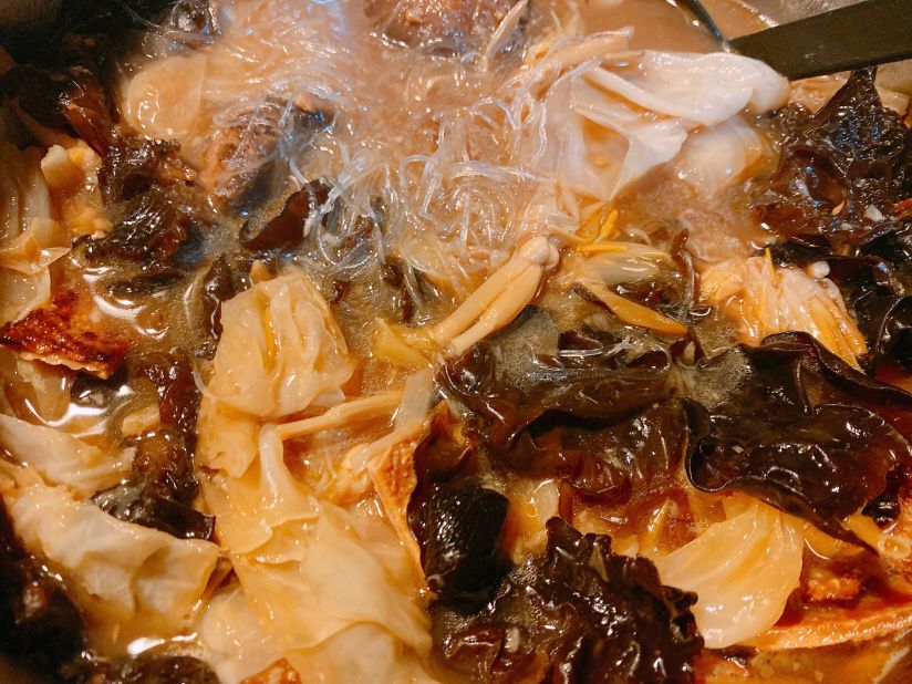 <strong>Chap chye (mixed vegetable stew):</strong> The mixed vegetable stew is a hearty pot of cabbage, Shiitake mushrooms, wood ear fungus, lily buds, soybean sticks and vermicelli cooked with fermented soy bean paste and stock. 