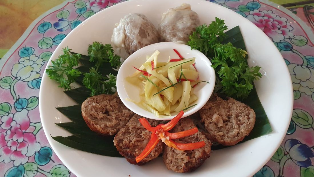 <strong>Hati babi bungkus (minced pork and liver balls):</strong> The pork liver has to be de-veined and cubed first, before it's mixed with minced pork, shallots and ground coriander, then wrapped in pig or cow caul lining.