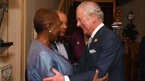 The Prince of Wales speaks to Baroness Valerie Amos during the Powerlist reception. 