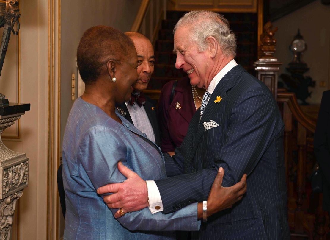The Prince of Wales speaks to Baroness Valerie Amos during the Powerlist reception. 
