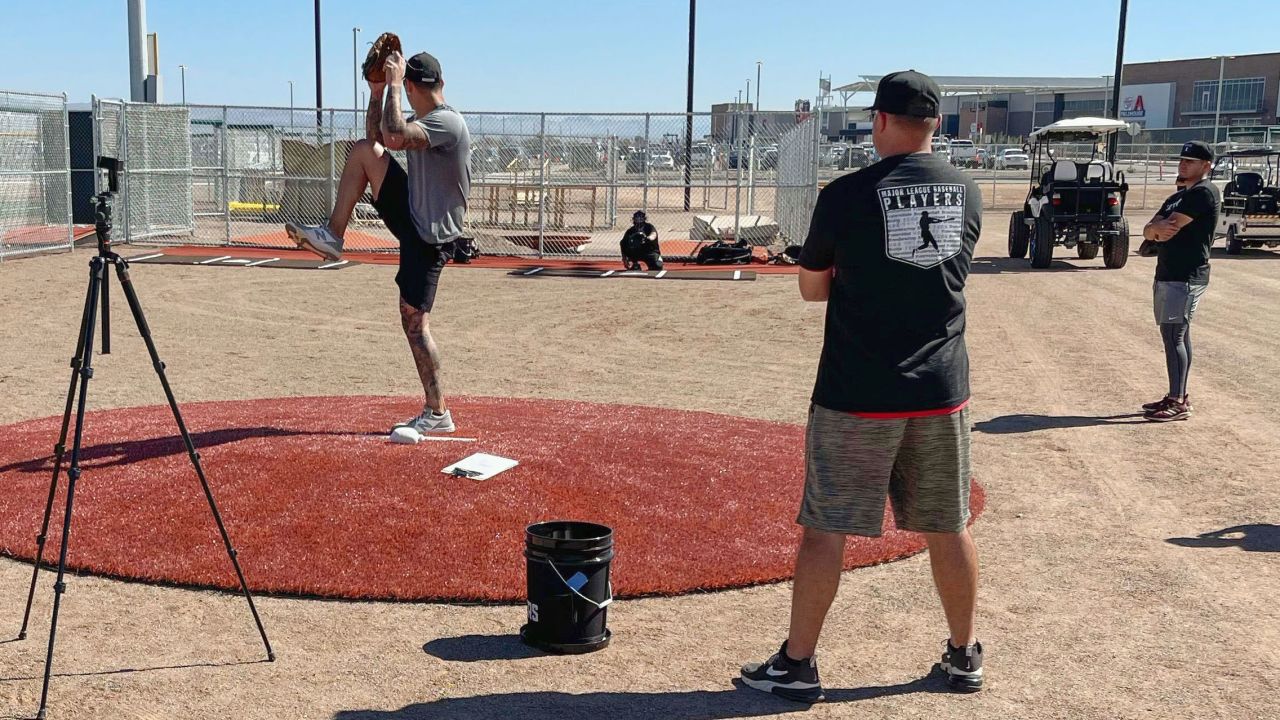 Baseball players hold an informal training session in Mesa, Arizona, this week amid the ongoing lockout.