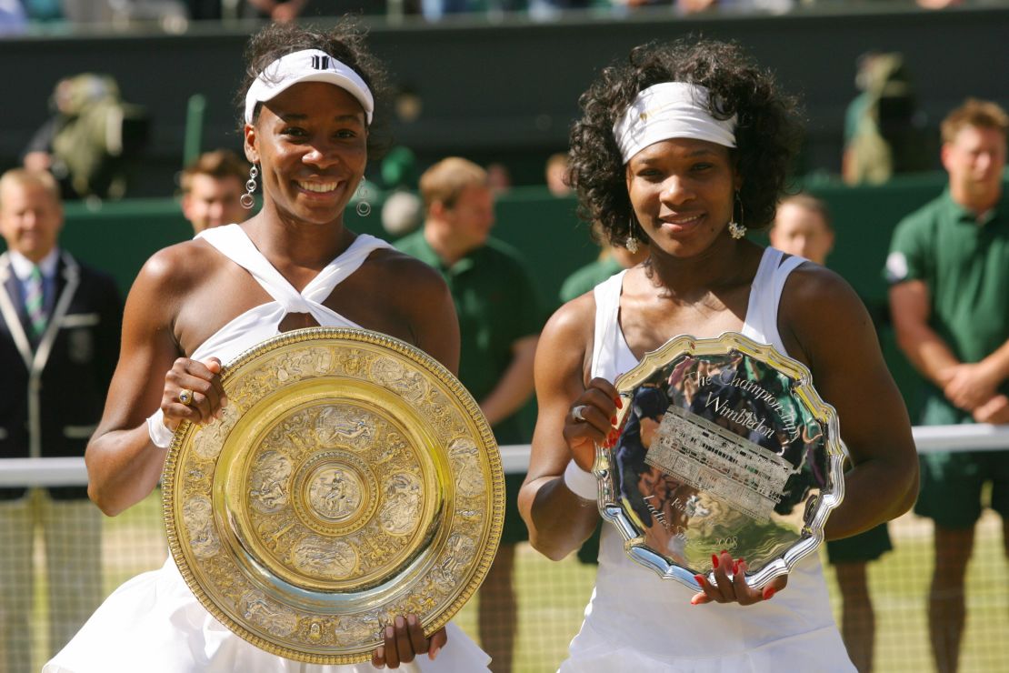 Venus (L) defeated sister Serena in an all-Williams 2008 Wimbledon final.