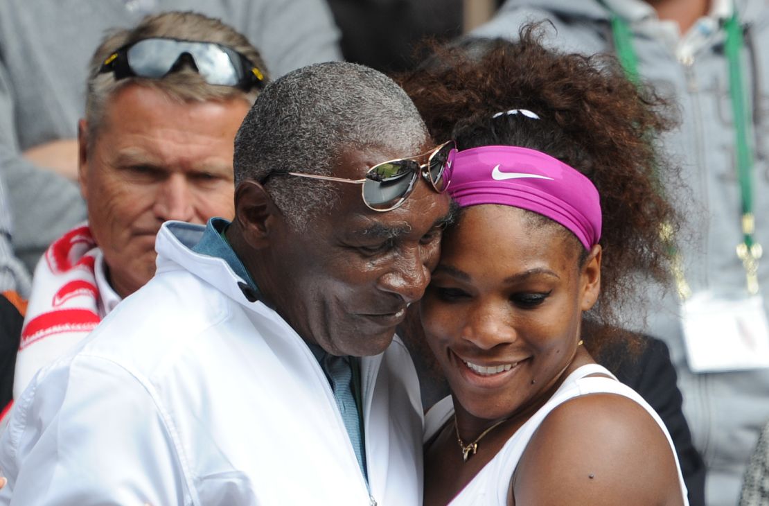 Serena Williams hugs her father, Richard, after winning Wimbledon in 2012.