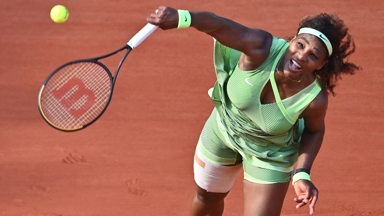 Williams in action at the 2021 French Open.