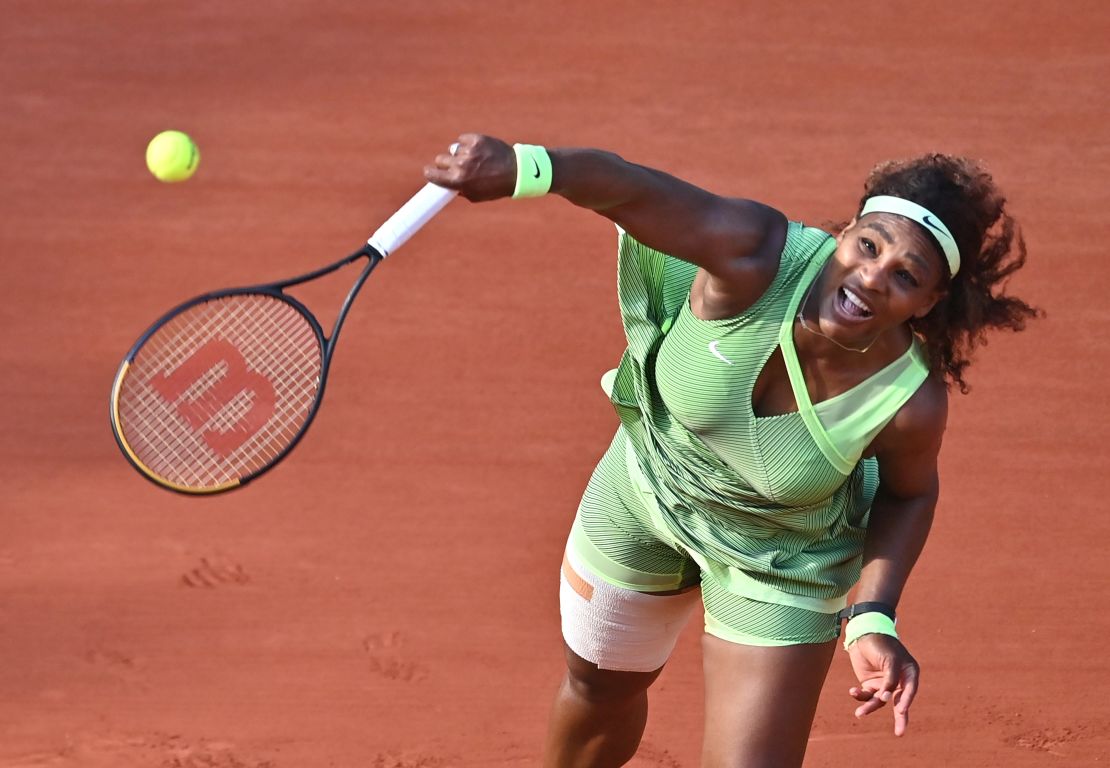 Williams in action at the 2021 French Open.