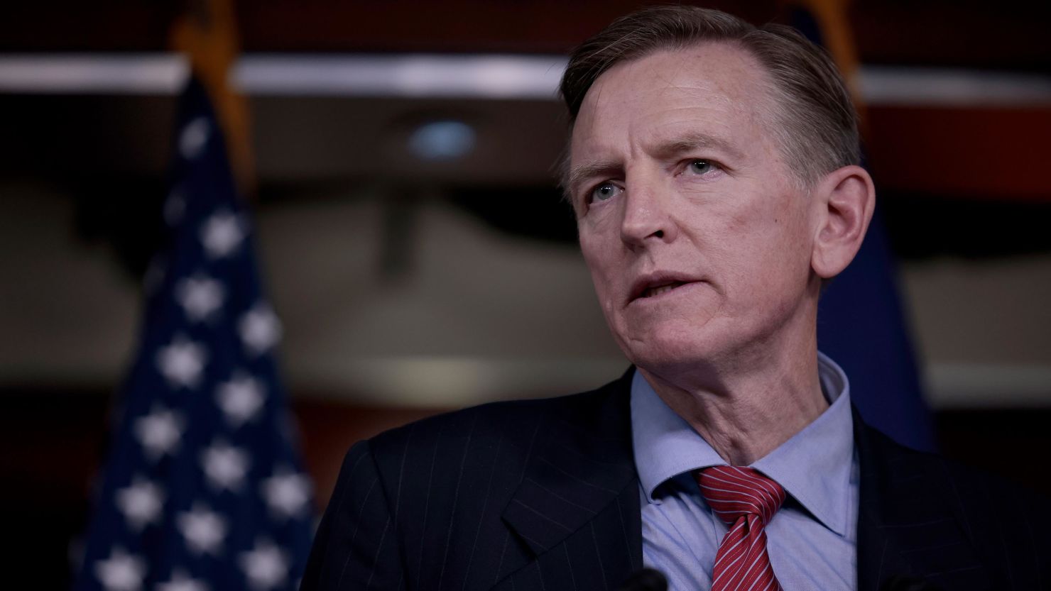 Arizona Rep. Paul Gosar speaks at a news conference at the US Capitol in Washington, DC, on December 7, 2021.
