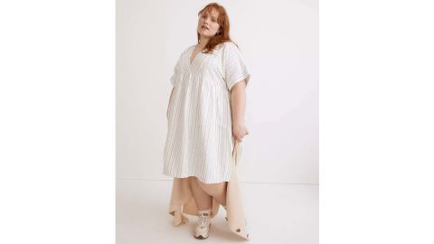 Madewell Plus Linen-Blend V-Neck Dolman-Sleeve Mini Dress