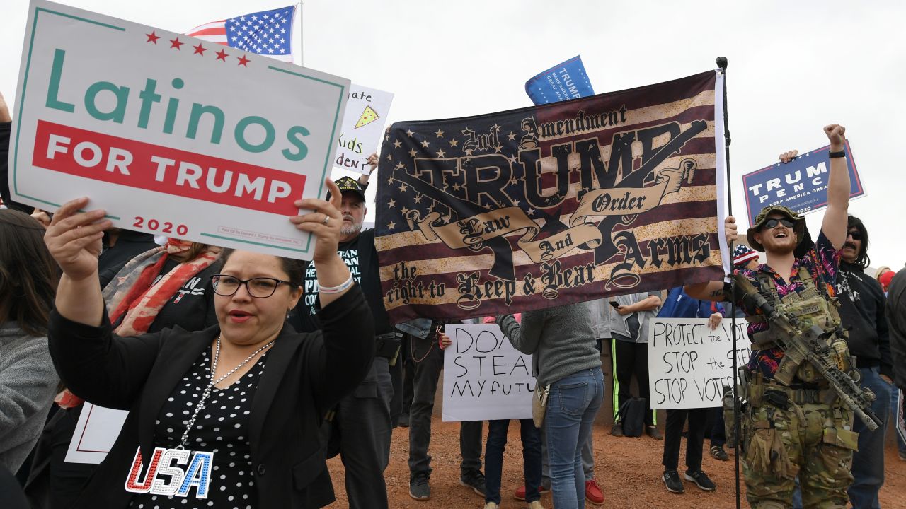 Trump supporters protest outside the Clark County Election Department in North Las Vegas, Nevada, on November 7, 2020.