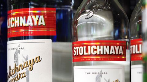 Bottles of Stolichnaya vodka seen in 2020. The vodka, known as Russian, will now be sold and marketed as Stoli, the company said in a statement.