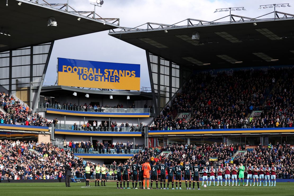Players, officials and fans took part in a minute of applause to indicate peace and sympathy with Ukraine before Burnley faced Chelsea.