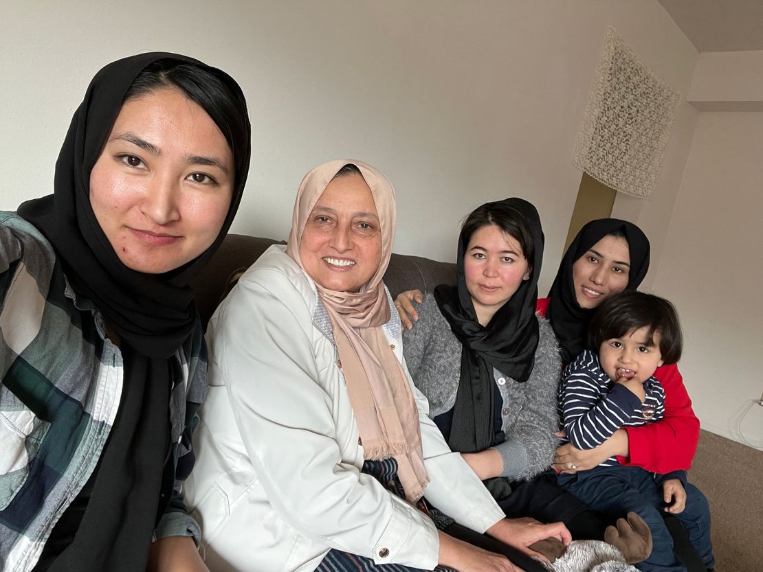Bahrami (second from left) is pictured here with women that she is helping resettle in Indiana. 