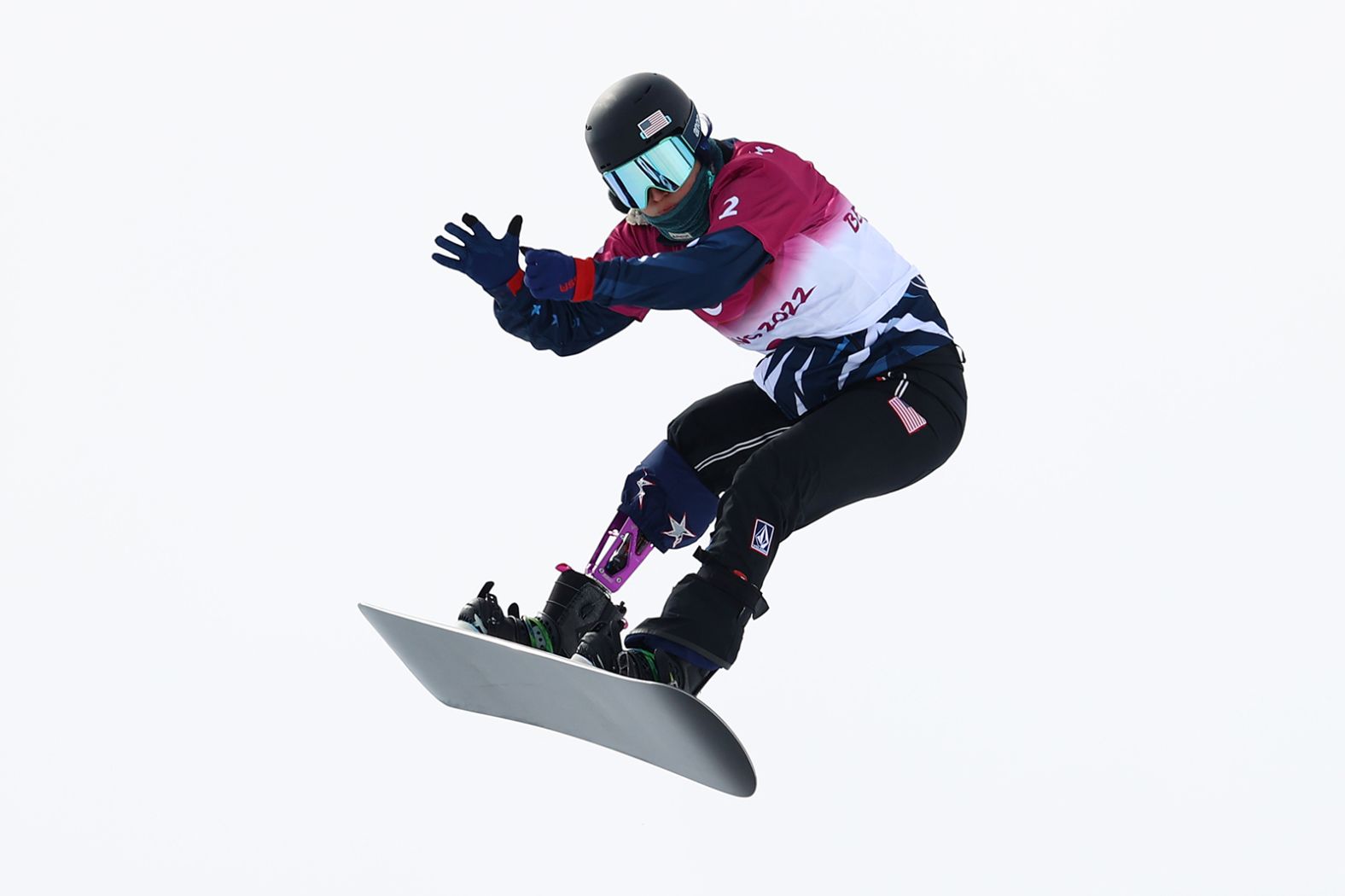 American snowboarder Brenna Huckaby takes part in a snowboard cross qualification race on March 6.