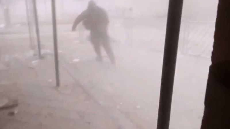Horrific video shows Ukrainians hit by Russian missile
