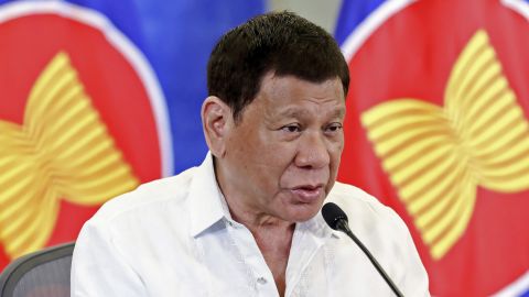 Philippine President Rodrigo Duterte speaks at a plenary session of the ASEAN-China Special Summit in Davao City on November 22, 2021. 