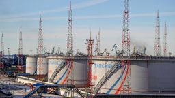 05 March 2022, Russia, Ust-Luga: Tanks belonging to Transneft, a Russian state-owned company that operates the country's oil pipelines, at the Ust-Luga oil terminal. 