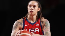 SAITAMA, JAPAN - JULY 27: Brittney Griner #15 of Team United States prepares to shoot a free throw against Nigeria during the second half of a Women's Preliminary Round Group B game on day four of the Tokyo 2020 Olympic Games at Saitama Super Arena on July 27, 2021 in Saitama, Japan. (Photo by Gregory Shamus/Getty Images)