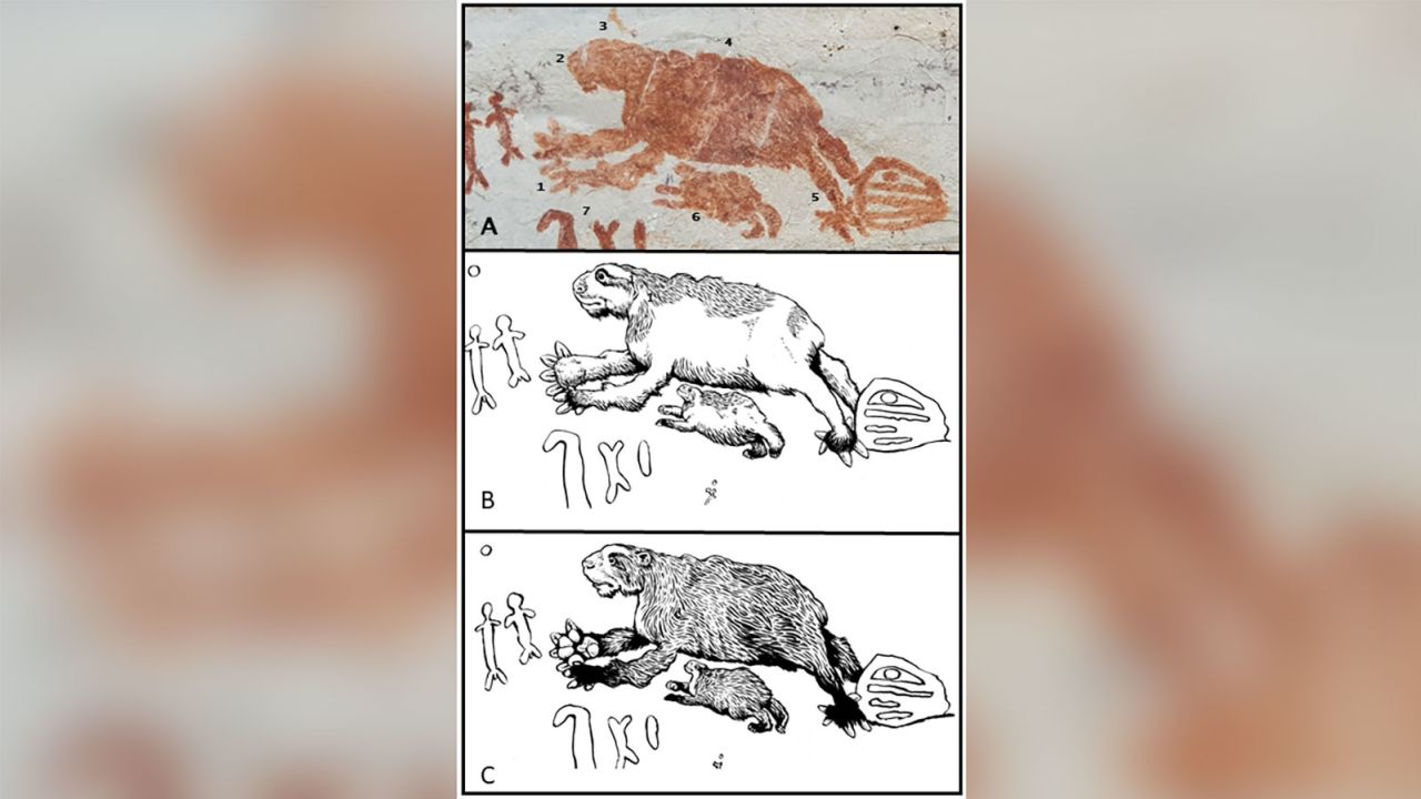 The giant sloth painting at La Lindosa.