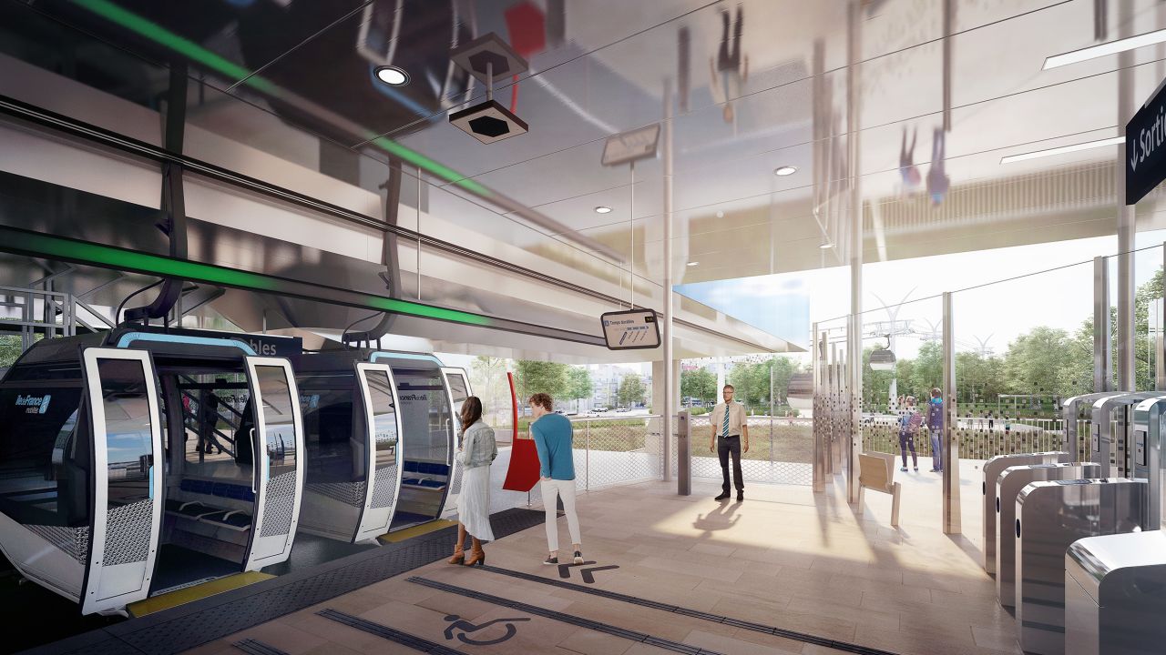 A rendering of Cable 1, a proposed new cable car system set to open in Paris by 2025.