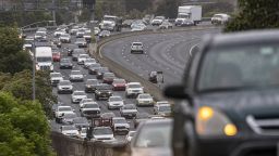 Cars travel westbound on highway 80 in San Pablo, California, U.S., on Friday, March 4, 2022. 