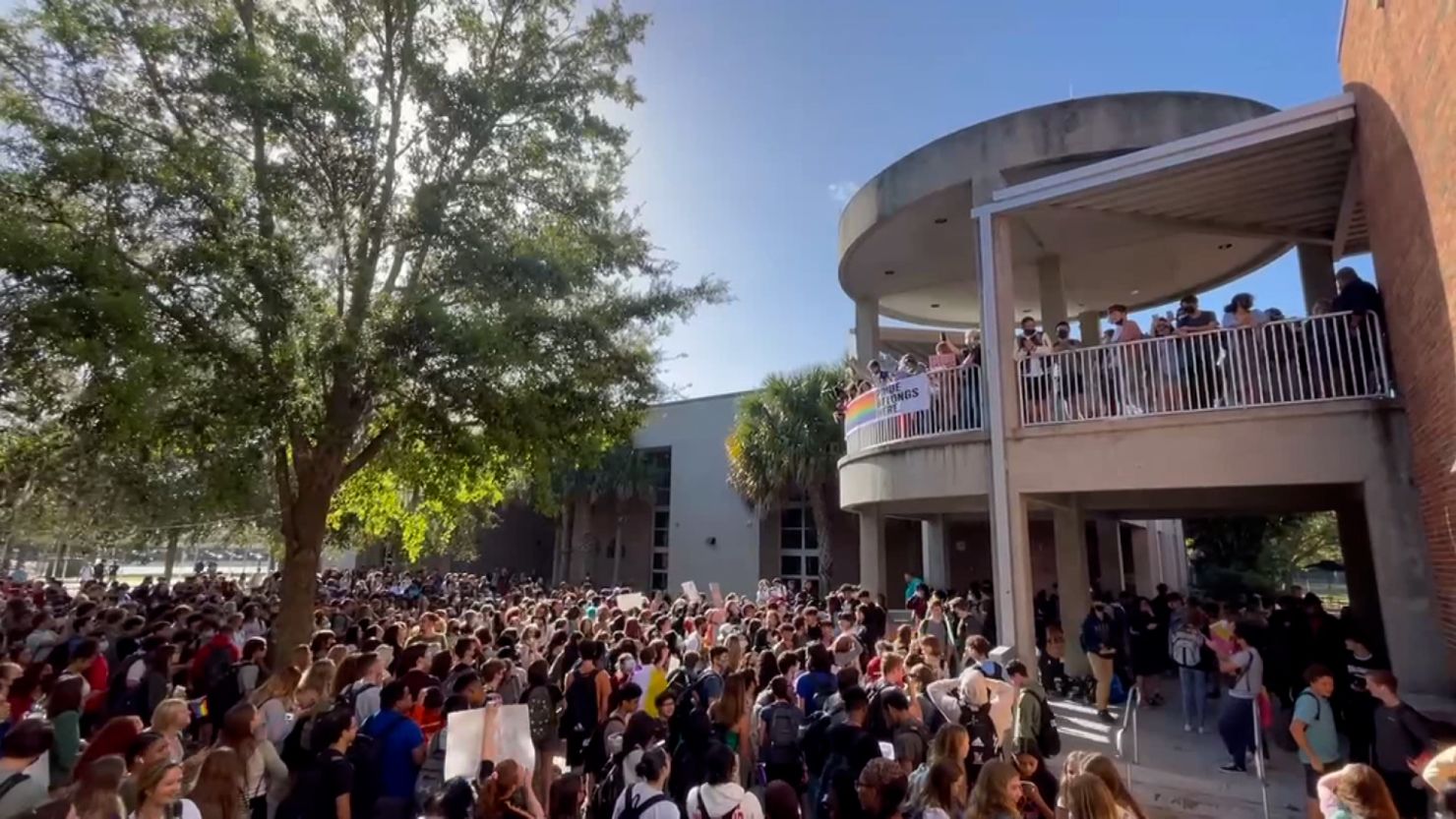 A massive student walkout in protest of Florida's "Don't Say Gay" bill took place at Winter Park High School in Orange County on Monday.