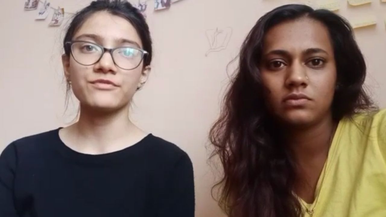 Niranjana Santhosh, right, pleads for help to evacuate Indian students from Sumy, Ukraine.