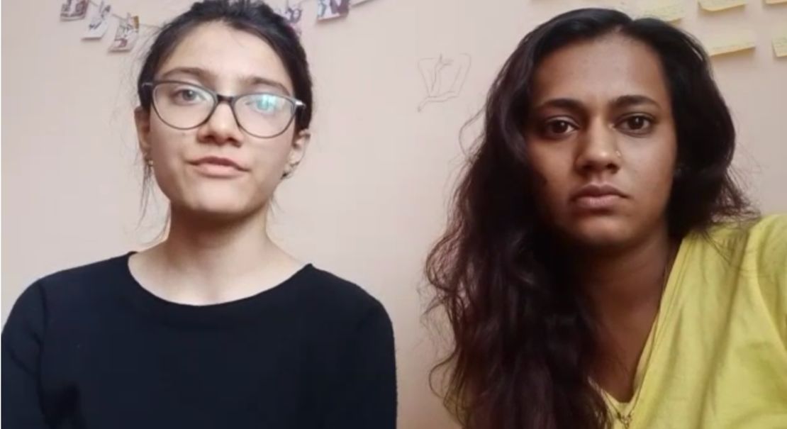 Niranjana Santhosh, right, pleads for help to evacuate Indian students from Sumy, Ukraine. 