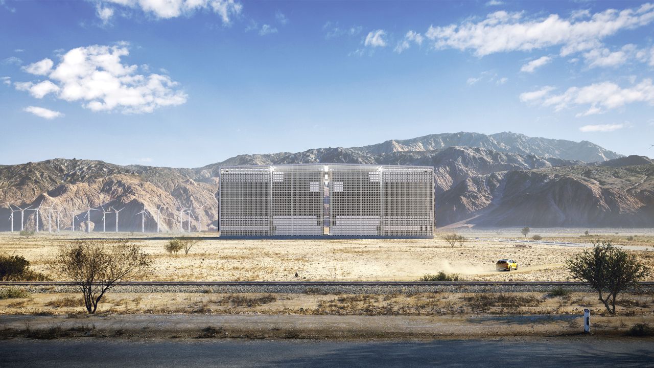 Energy Vault pivoted its design from giant cranes to vast energy storage buildings, as shown in this rendering.