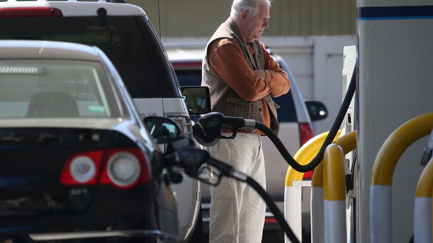 MILL VALLEY, CA - MARCH 03:  A customer pumps gasoline into his car at an Arco gas station on March 3, 2015 in Mill Valley, California. U.S. gas prices have surged an average of 39 cents in the past 35 days as a result of the price of crude oil prices increases, scheduled seasonal refinery maintenance beginning and a labor dispute at a Tesoro refinery. It is predicted that the price of gas will continue to rise through March.  (Photo by Justin Sullivan/Getty Images)