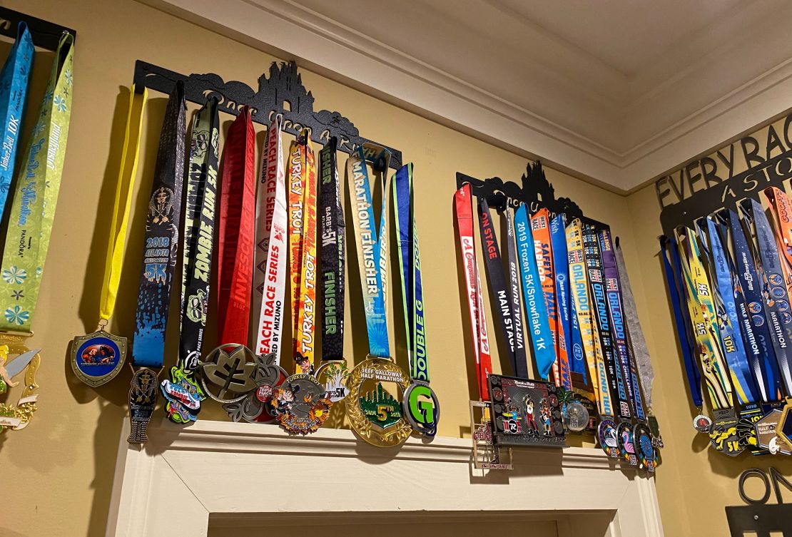 A small portion of Flaherty's runDisney medals. 
