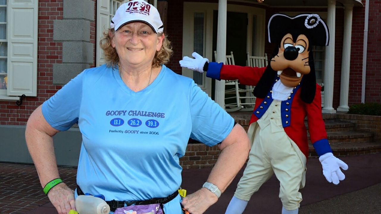 Merry after completing the Goofy Challenge at the Walt Disney World Marathon weekend (which requires completing the half and full marathon).