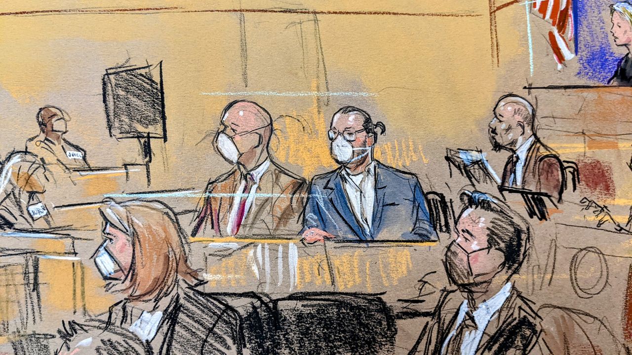 Courtroom sketch during the verdict in the Guy Reffitt Jan 6 trial on March 8, 2022.