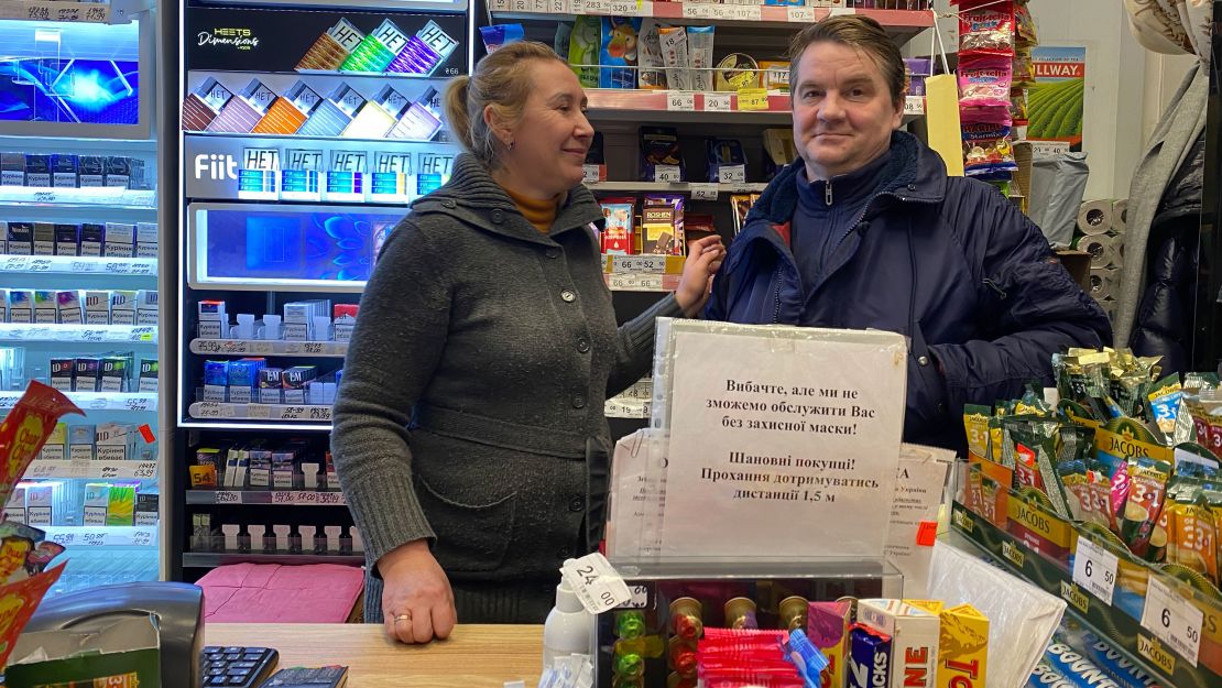 Liudmyla and her husband, Dmytro, have chosen to keep their store open even as other local businesses nearby have closed.