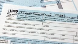 Internal Revenue Service IRS) tax form 1040, for the tax year 2021 is photographed on Jan. 20, 2022. (AP Photo/Jon Elswick)