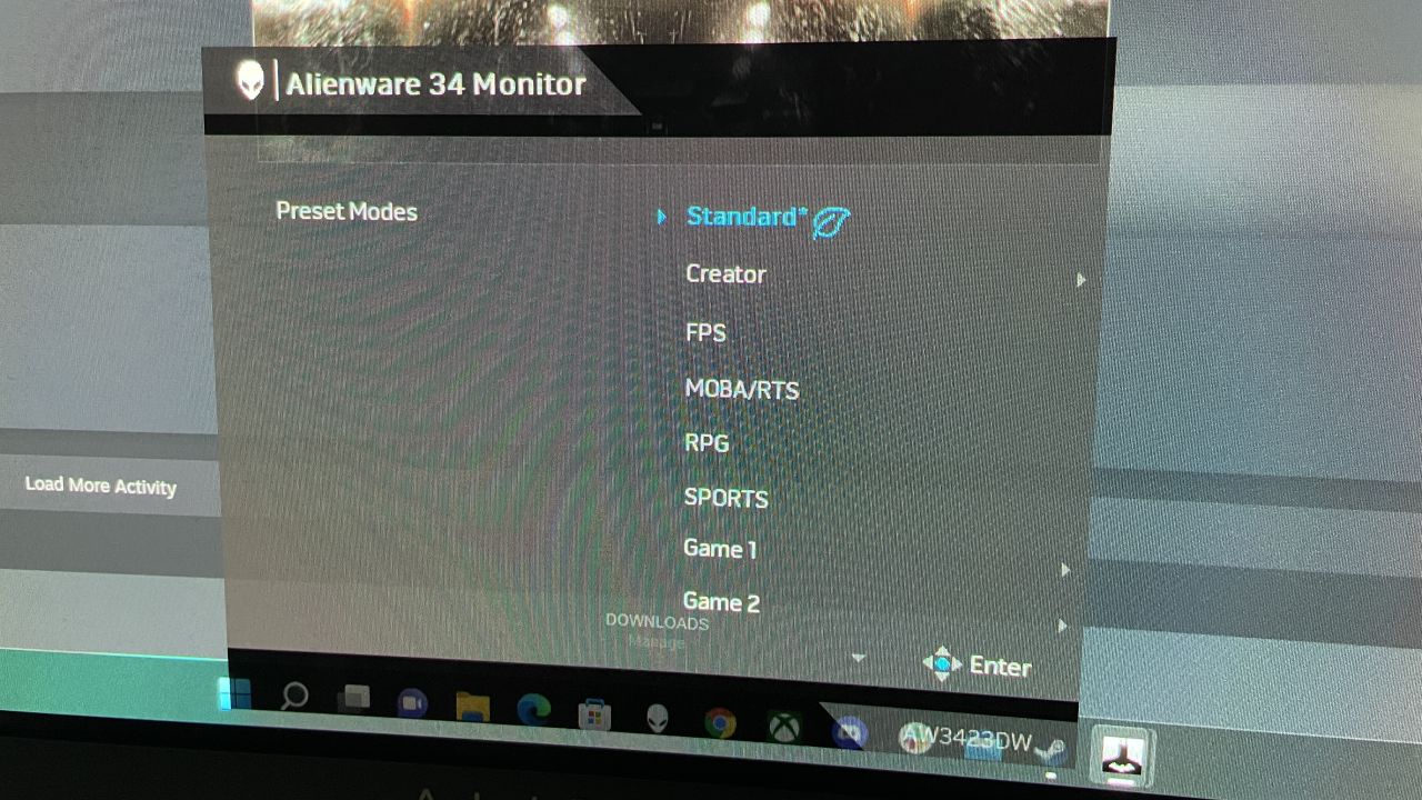 alienware curved monitor menu