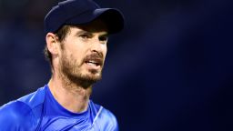 DUBAI, UNITED ARAB EMIRATES - FEBRUARY 21: Andy Murray of Great Britain reacts against Christopher O'Connell  of Australia during day eight of the Dubai Duty Free Tennis at Dubai Duty Free Tennis Stadium on February 21, 2022 in Dubai, United Arab Emirates. (Photo by Francois Nel/Getty Images)