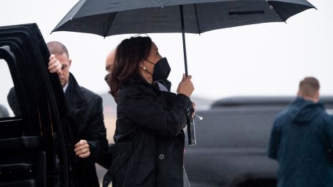 US Vice President Kamala Harris arrives to board Air Force Two at Joint Base Andrews in Maryland on March 9, 2022. 